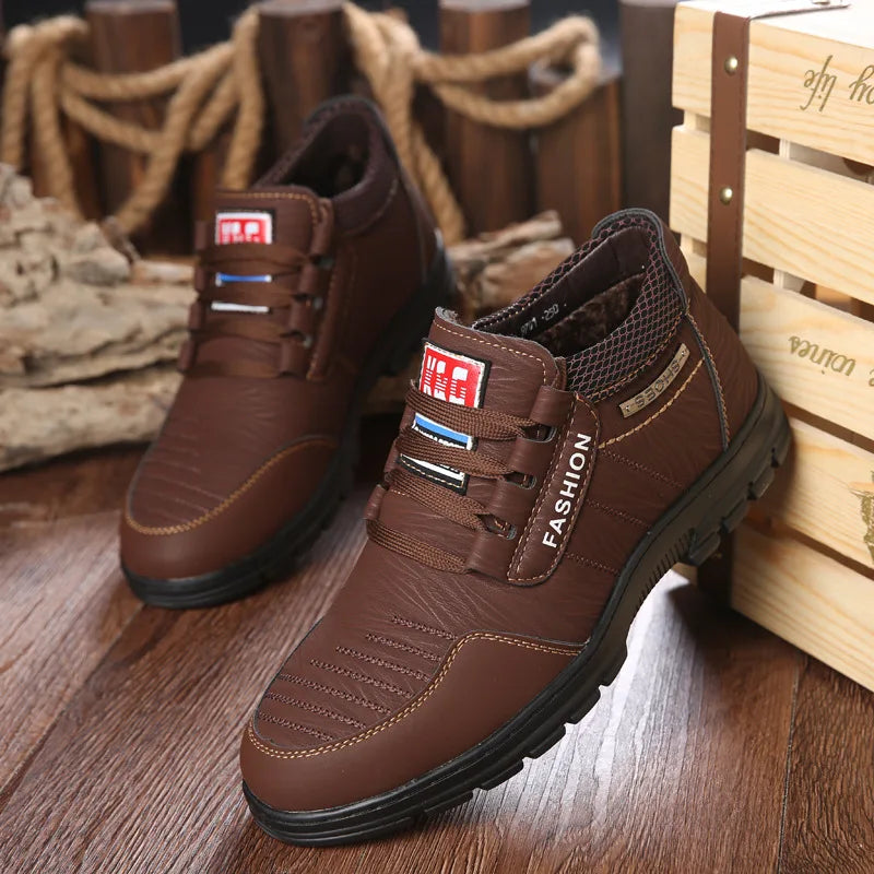 Men Boots Leisure Leather Luxury Casual Shoes Mens Sneakers Keep Warm Snow Boots Non-slip Men Cotton Boots Bota Masculina