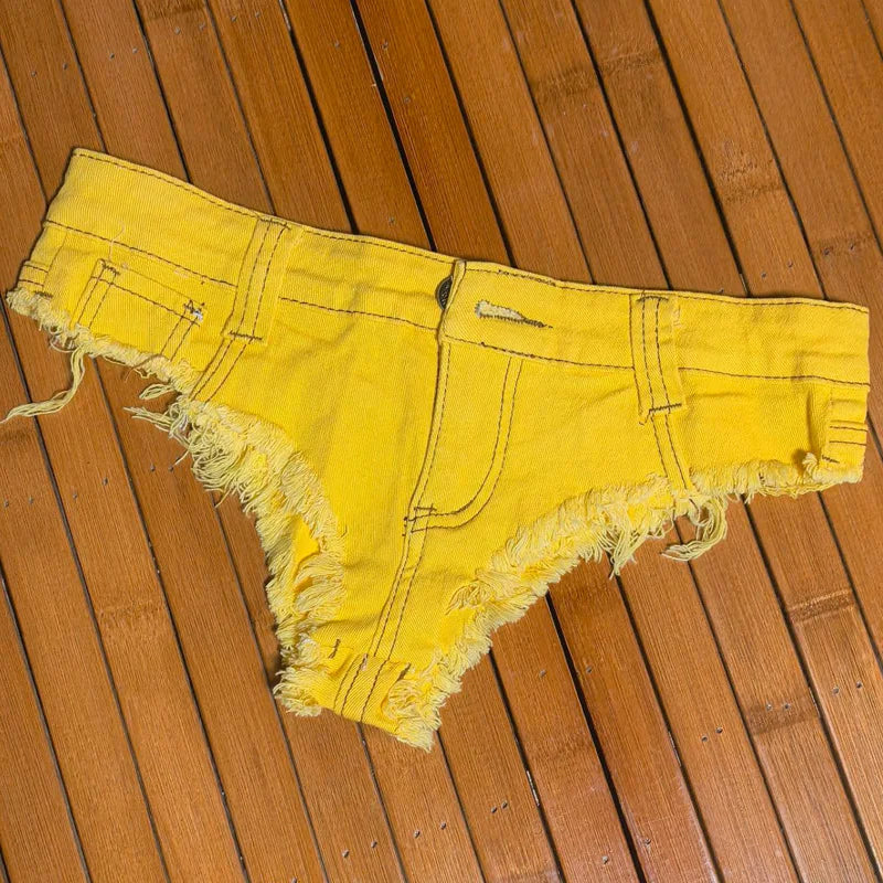 Y2k Denim Skinny Jean Shorts Women Nightclub Sexy Hole Low Waist Super Shorts Hot Pants European and American