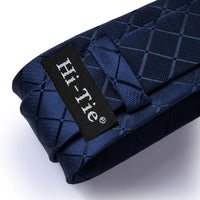 Hi-Tie Blue Business Solid 100% Silk Men's Tie NeckTie 8.5cm Ties for Men Formal Luxury Wedding High Quality Gravata