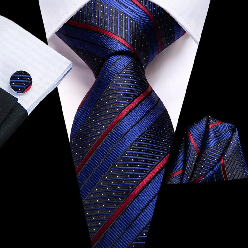 Hi-Tie Blue Business Solid 100% Silk Men's Tie NeckTie 8.5cm Ties for Men Formal Luxury Wedding High Quality Gravata