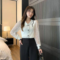 Spring Women's 2025 New Chiffon Splicing Fashionable and Beautiful Small Shirt, Early Spring French Sweet and Elegant Chic Top
