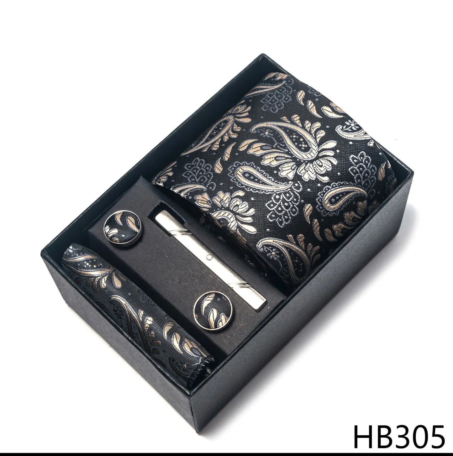 2025 New Design Fashion Brown Paisley Tie Handkerchief Cufflink Set For Men Necktie Clothing Accessories Birthday Present