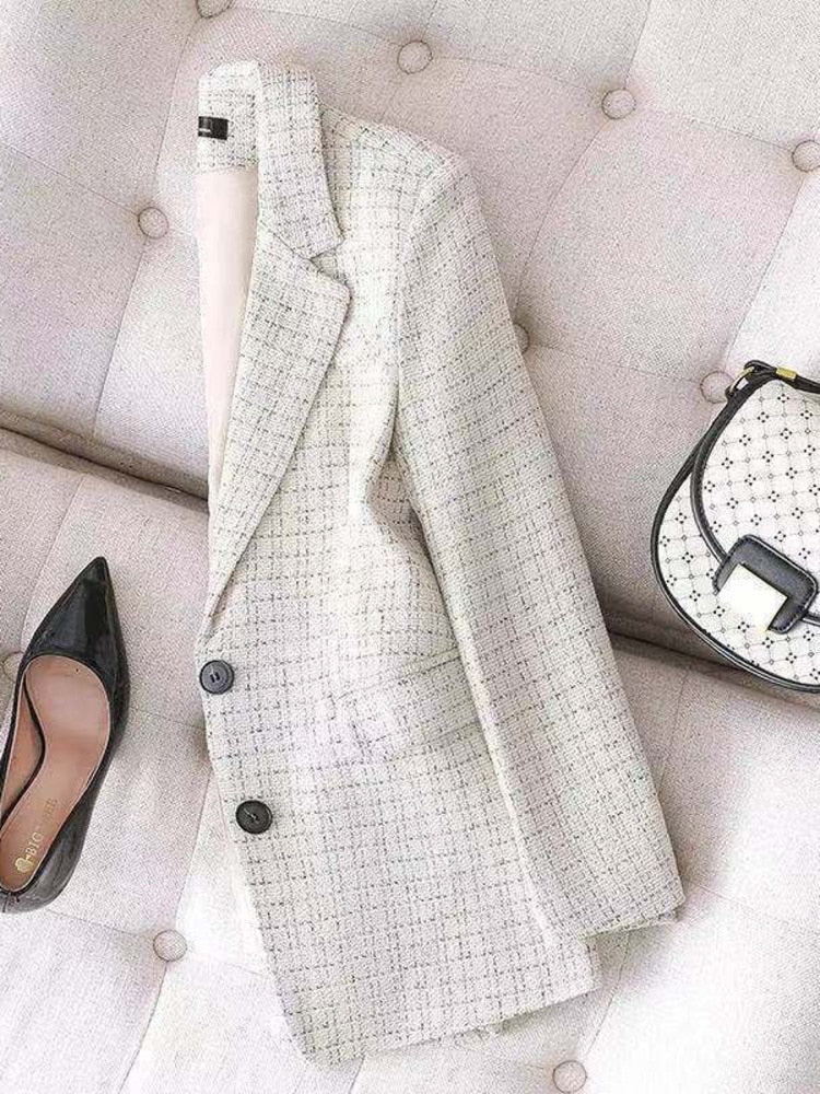 Plaid Blazer Fashion Jacket Women Spring Autumn Long Sleeve Casual Elegant Office Classic Chic Temperament Blazer New 2023