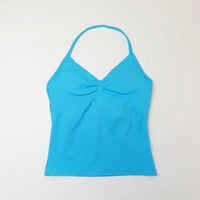NCLAGEN Longline Strappy Top Sports Women's Yoga Vest With Built In Bra Fitness Top Gym Beautiful Back Running Workout Halter