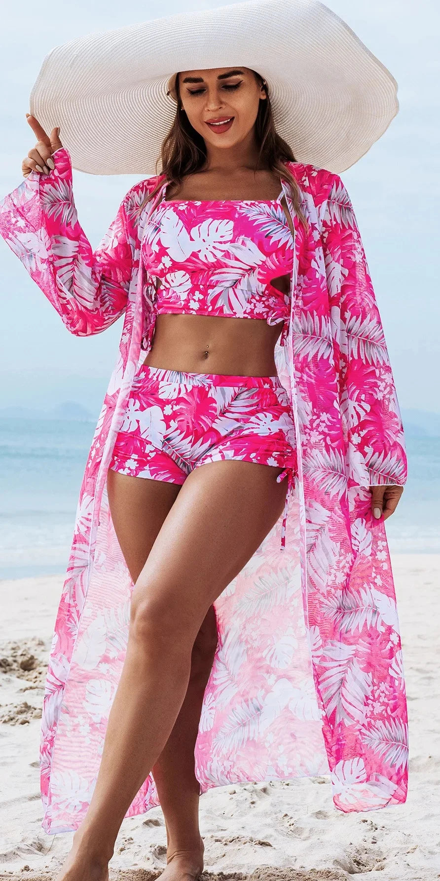 Fashionable Multicolored Print Sexy Three-Piece Bikini Set Women's Swimsuit by Mingshi New Arrival Swimwear for Ladies