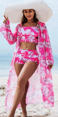Fashionable Multicolored Print Sexy Three-Piece Bikini Set Women's Swimsuit by Mingshi New Arrival Swimwear for Ladies