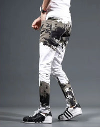 Jeans for Men Trousers White Skinny Slim Fit Man Cowboy Pants Tight Pipe Designer Stacked Japanese Street Style Aesthetic Goth