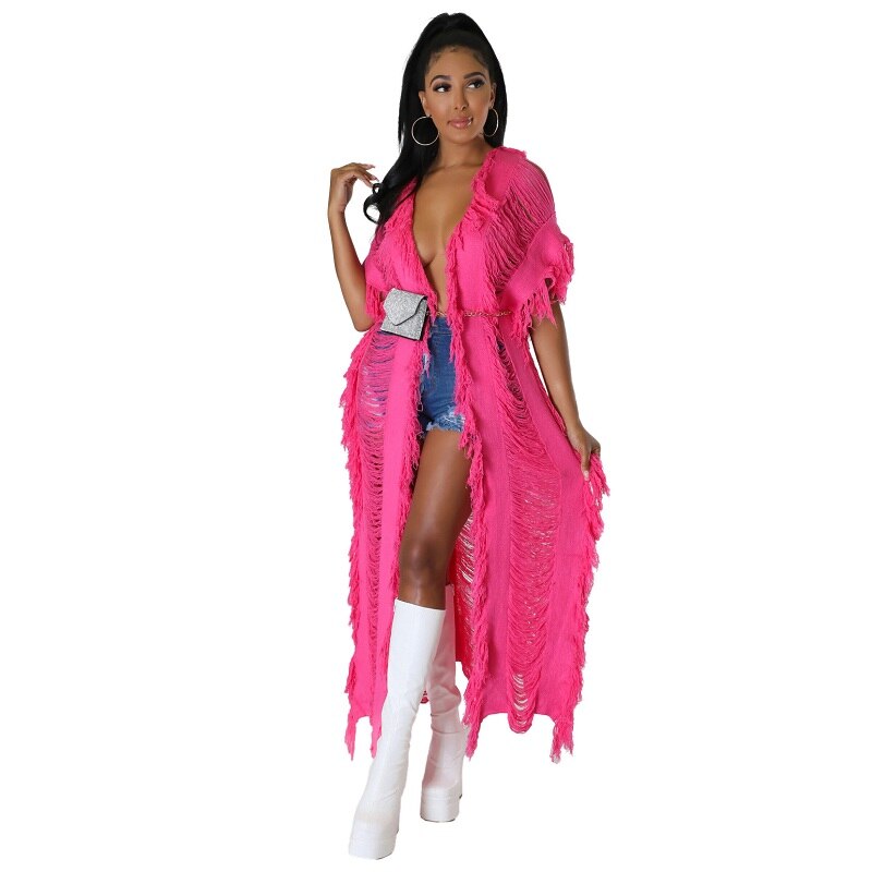 Sexy Beach Cover Ups for Swimwear Women Crochet Hollow out tassel Kimono Swimsuit