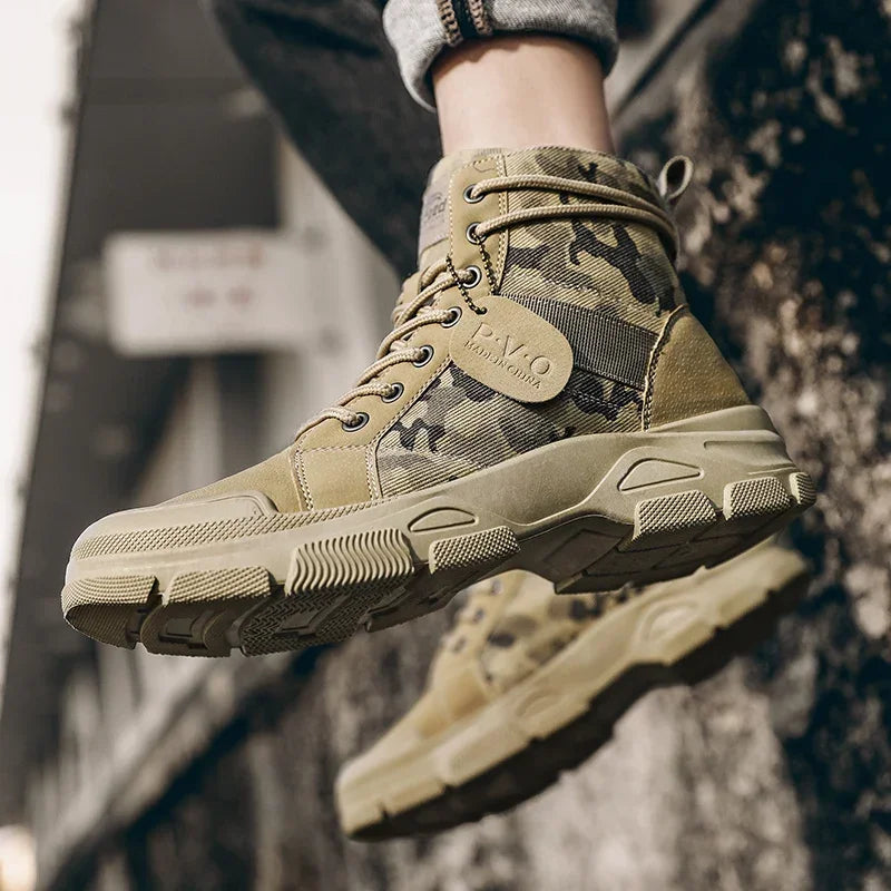 Boots For Men Autumn High Top Camouflage Desert Casual Flats Mens Boot Breathable Non Slip Work Shoes Zapatillas Hombre