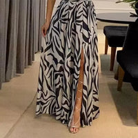 Ellafads Women Maxi Dress Summer Fashion One Shoulder Sleeveless Slit Backless Nipped Waist Long Skirt Party Evening Dresses