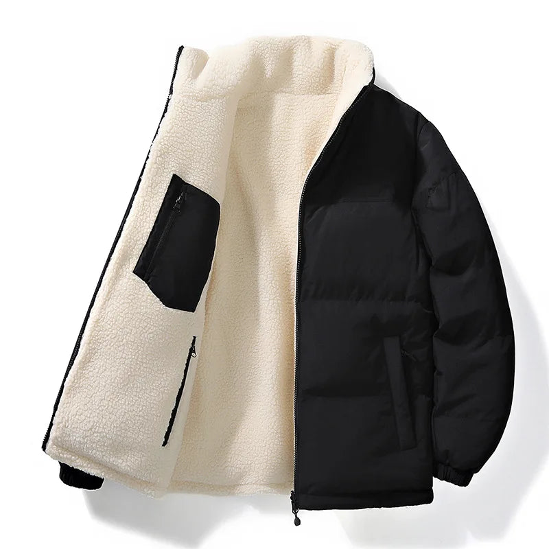 Winter Cotton Coat for Men - New Style, Lamb Hair Padded Cotton Coat, Double-sided Wear, Loose and Warm Cotton Jacket for Women