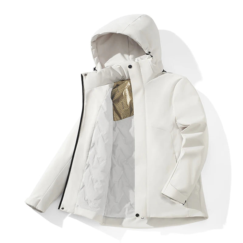 LNGXO Unisex Winter Warm Waterproof Jacket Hiking Climbing Trekking Skiing Rain Coat Men Women Windproof Fleece Windbreaker