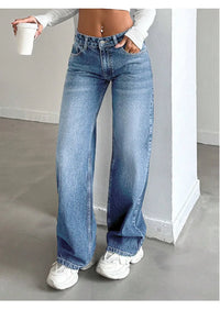 Elastic denim jeans 2025 new fashion low waist loose and trendy women's jeans