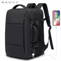 BANGE Travel Backpack Men Business Backpack School Expandable USB Bag Large Capacity 17.3 Laptop Waterproof Fashion Backpack