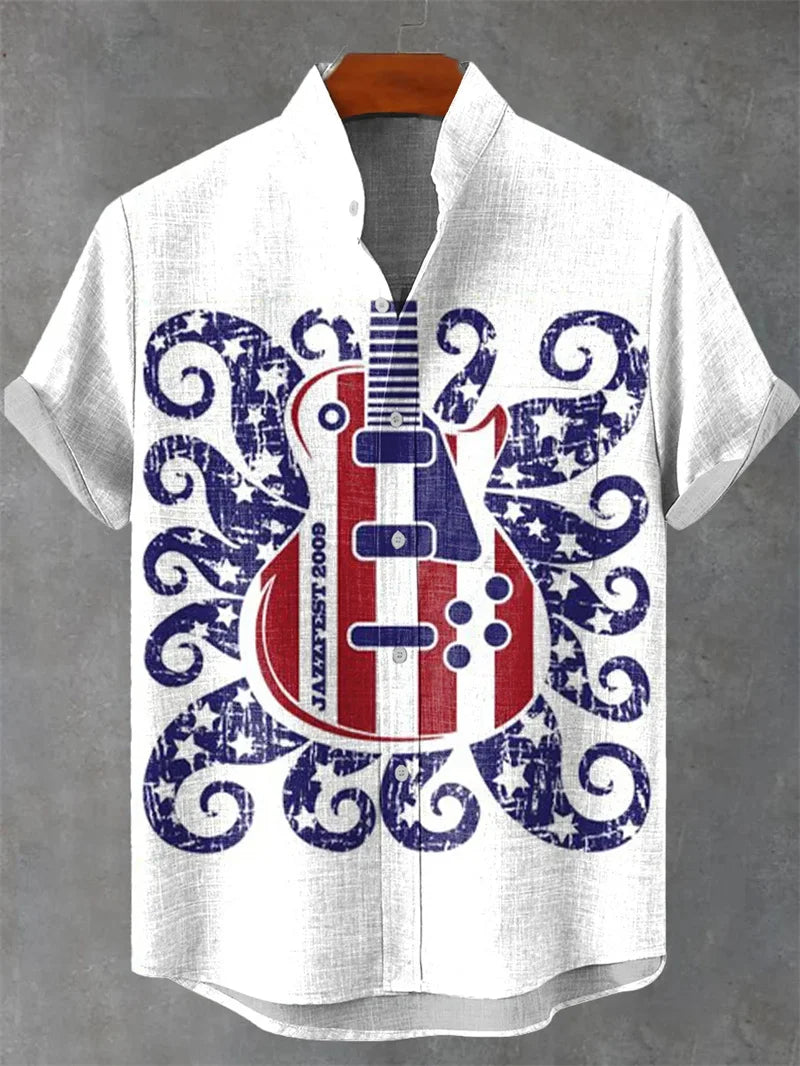 New Men's Linen Short Sleeve Shirt Best Selling Style Touch Comfortable Fabric 3D Art Print Ocean Pattern