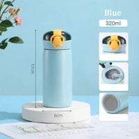 320/460ML Kids Stainless Steel Thermal Bottle Portable Kids Straw Mug Cold and Hot Thermal Thermos Student Water Bottle