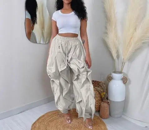 Women's Pants 2025 Spring Autumn New Elegant Commuting Workwear with Patchwork Lace Lantern Pants and Ankle Binding Pants