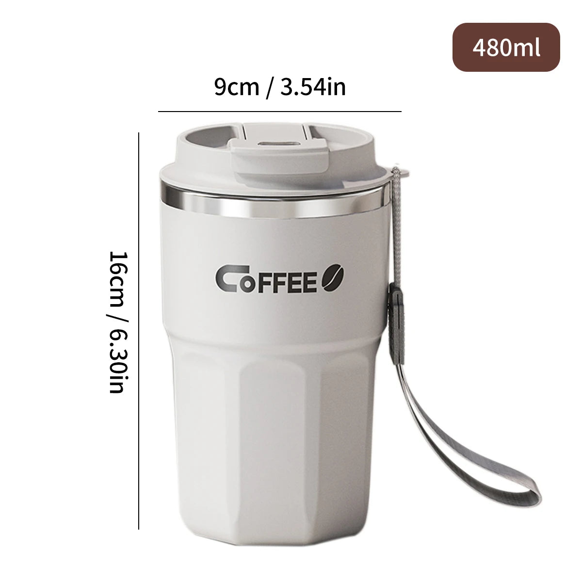 WORTHBUY Insulated Cup 304 Stainless Steel Double Layer Coffee Cup With Handle Portable Leak-proof Thermal Water Cup For Student