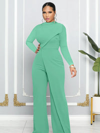 Casual Elegant Long Sleeve Jumpsuits Women New O-Neck High Waist Slim Straight Jumpsuit OL Rompers Woman Streetwear Party Outfit