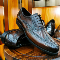 Luxury Men's Dress Shoes Genuine Leather Brogue Wingtip Toe Oxford Black Brown Lace-Up Business Wedding Formal Men Shoes