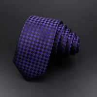 Men's Classic Skinny Stripe Necktie Red Navy Blue Ties Jacquard Woven Solid Plaid Dots Tie Daily Wear Cravat Wedding Party Gift