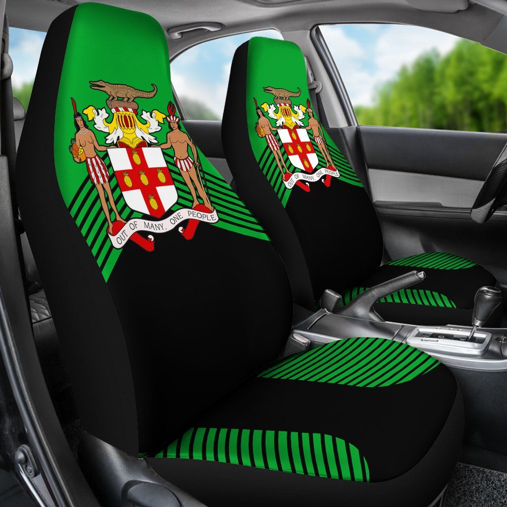 Jamaica Car Seat Covers Jamaican Lion With Coat Of Arms Amazing Pack of 2 Universal Front Seat Protective Cover