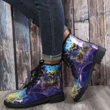 European and American Short Boots 2024 New Large Trendy Printed Thick Bottom Anti Slip Comfortable Daily Women's Boots Sneakers