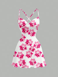 Women's Spring/Summer Casual Vacation Party Beach Off-Shoulder Backless Floral Print A-line Dress