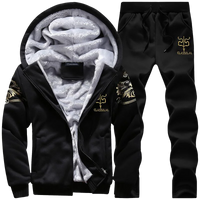 Tracksuit Men Sporting Fleece Thick Hooded Brand-Clothing Casual Track Suit Men Jacket+Pant Warm Fur Inside Winter Sweatshirt