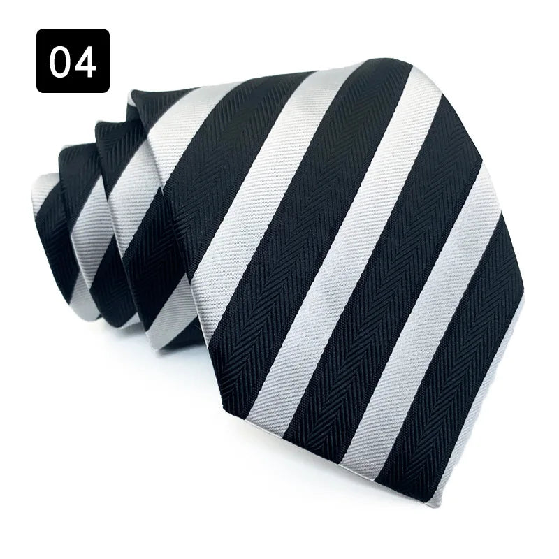 Wholesale 8CM Men's Necktie Classic Ties For Man Wedding Business Party Stripes Striped Jacquard Neck Tie Ascot Accessories