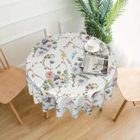1PC Spring Lemon Tablecloths, Stain Resistant And Waterproof, Wrinkle Resistant Boho Watercolor Abstract Floral Leaves Rustic Ta