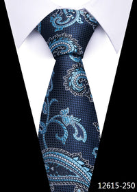 Newest Style 8 cm Necktie Man Blue Golden Striped Wedding Accessories Performance Tie Men Necktie Gravatas Fit Business