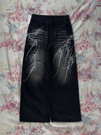 Black Washed Wide Leg Jeans Men Women High Waist Casual Hip Hop Pants Loose Fit Vintage Streetwear Y2K Retro Denim Trousers