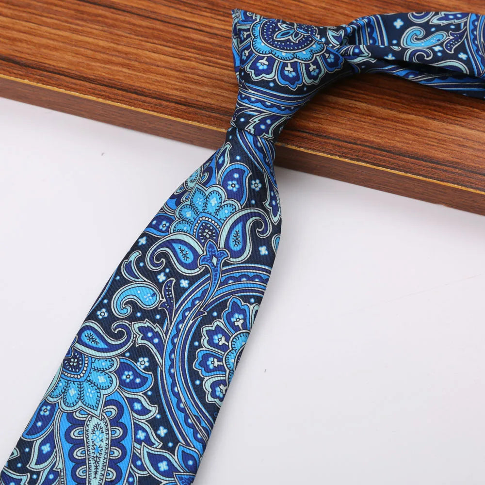 New 8CM Printing Ties For Men Necktie Paisley Floral Designer Scarf Tie For Groom Business Wedding Party