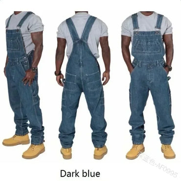 Mens Jeans Overalls Men Pockets Casual Loose Long Denim Pants Slim Splice Straight Rompers Autumn