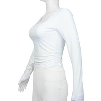 Square-Cut Collar T-shirt Slim Long Sleeve Tops Sexy Woman Clothing Both Side Pleats Tee Shirt Autumn & Winter 2025 New 2524