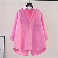 Irregular Office Lady Casual Elegant All-Match Shirt Loose Shirts And Blouses Spring Summer New Trend Solid Button Pocket Shirt