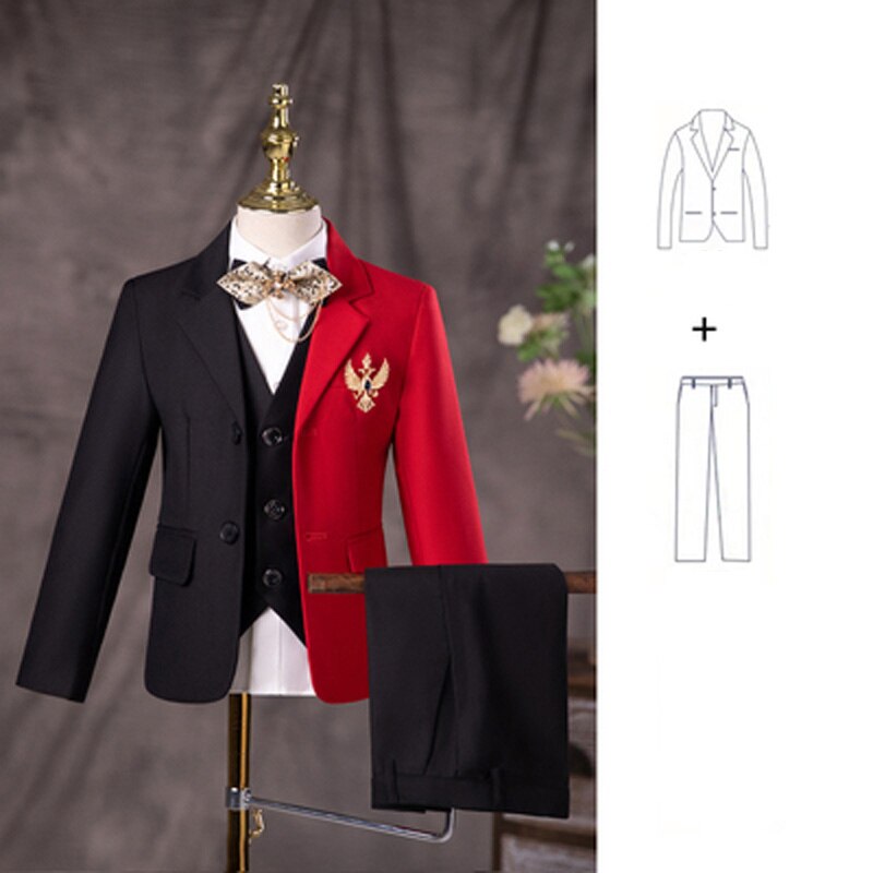 Boys Wedding Suit Children Stage Performance Formal Suit Flower Kids School Graduation Party Set Girl Piano Ceremony Costume