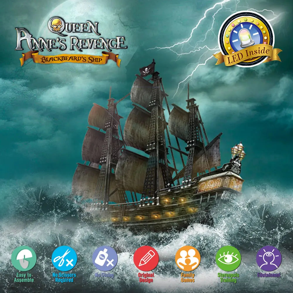 CubicFun 3D Puzzles Ship from PL/US/RU LED Flying Dutchman Pirate Ship Model Queen Anne Revenge Sailboat Titanic Ship Jigsaw