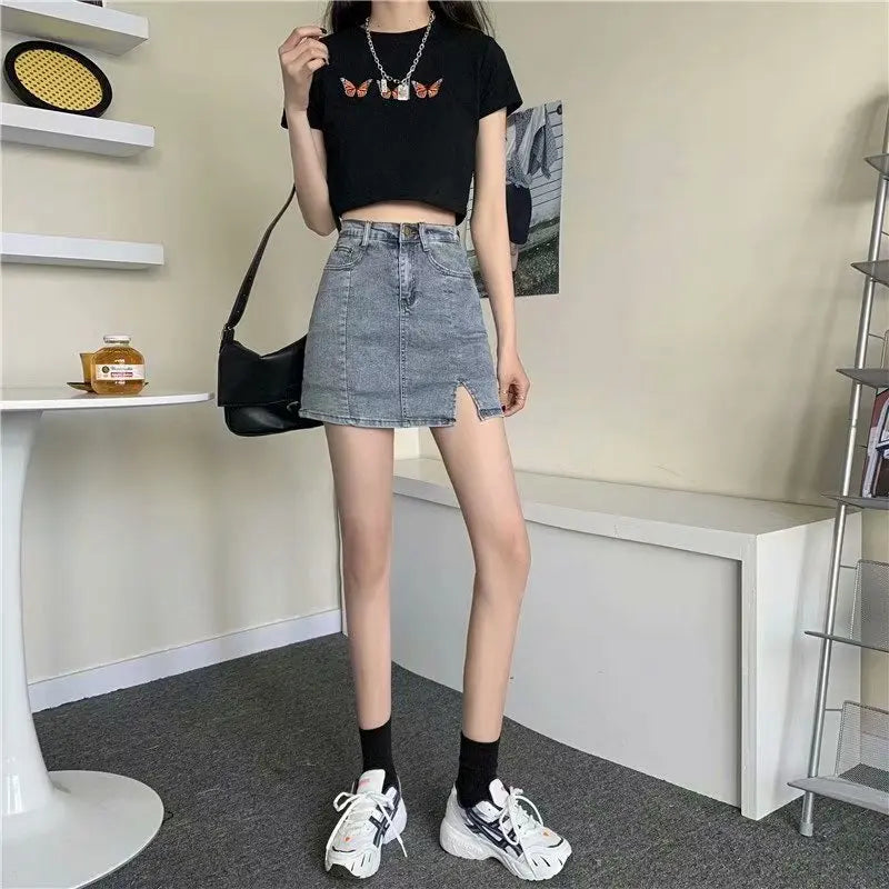 Feynzz Fashion New Summer Women High Waist Button Wigh Leg Jeans Shorts Casual Female Loose Fit Blue Denim Shorts