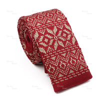 Novelty Chic Knitted Ties For Men Women Red Green Grey Woven Necktie Plaid Geometric Pattern Skinny Slim Narrow Winter Cravat