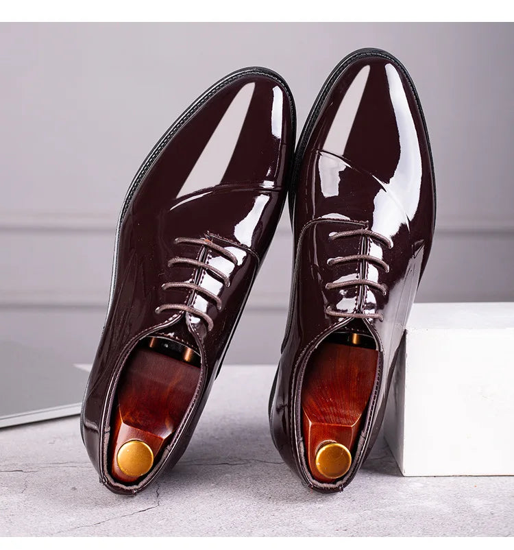 Italian Oxford Shoes for Men Luxury Patent Leather Wedding Shoes Pointed Toe Dress Shoes Classic  Plus Size 38-48
