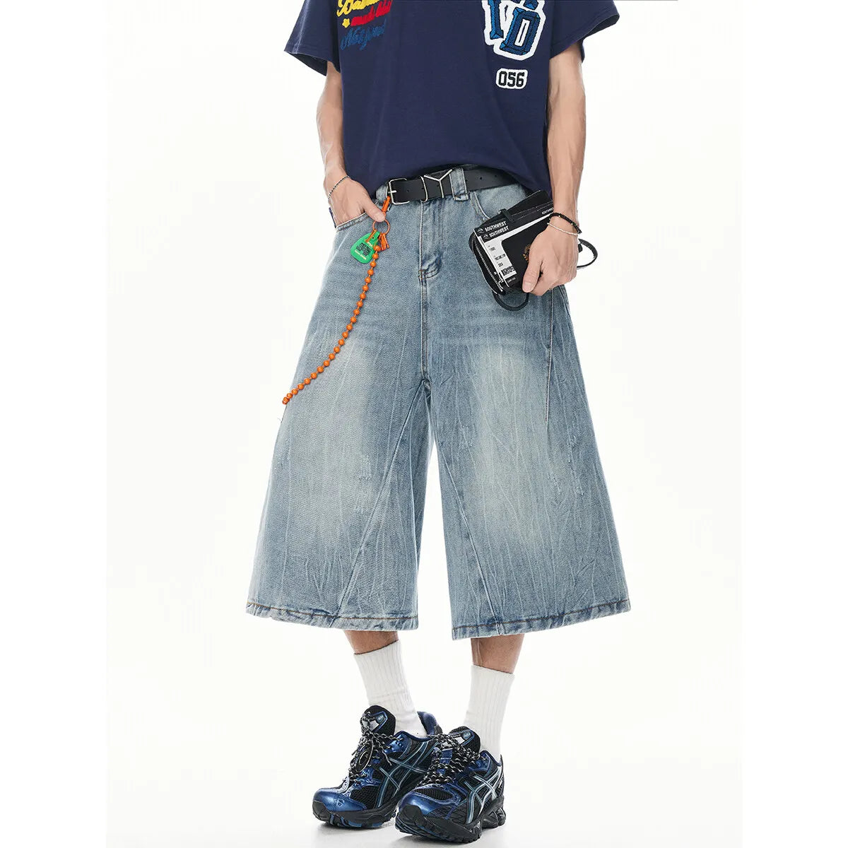 Men's Wide Leg Denim Cropped Jeans Casual Stretchy Comfortable Summer Streetwear Loose Fit S-XXXL Trendy Seven-Pants