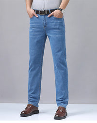 Men's Denim Jeans Thin Summer Straight Business Soft Fashion New High Quality Pants New Arrivals Dropship OL Work Trousers