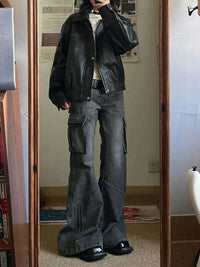 CJFHJE American Retro Bell Bottoms Washed Black Low Waist Slim Flare Jeans Women Fashion Cozy Denim Trousers Hiphop High Street