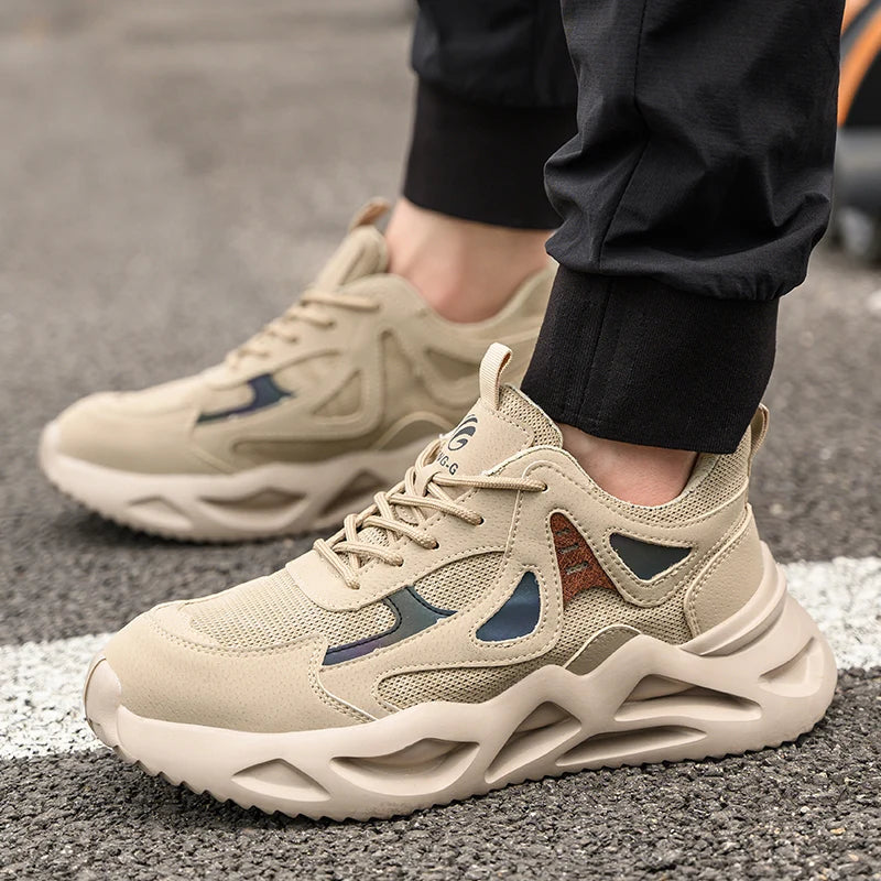 Work Sneakers Men Steel Toe Shoes Spring and Autumn Annals Safety Breathable Shoes Puncture-Proof Boots Fashion Indestructible