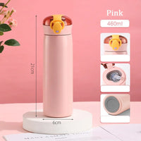 320/460ML Kids Stainless Steel Thermal Bottle Portable Kids Straw Mug Cold and Hot Thermal Thermos Student Water Bottle