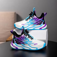 New waterproof leather-top rotary buckle children's sports casual shoes breathable running shoes for primary school students
