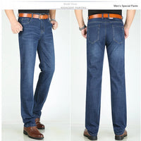 Summer Thin Denim Jeans For Men Straight Loose Stretch Casual Pants Men Blue Black Gray Trousers Mens Jean Clothing Size 40 42