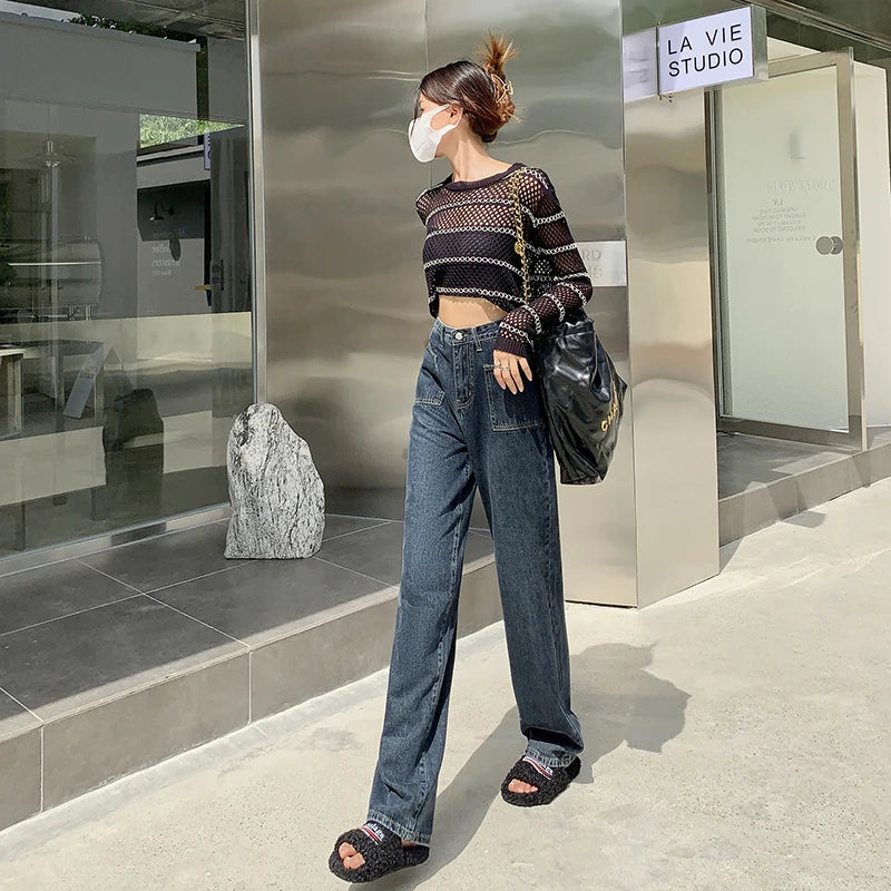 Comfortable Women's Jeans for Woman Cultivate Yourself Look Thinner Baggy Pants New Trend Y2k Clothing Denim Tear  Cowgirls